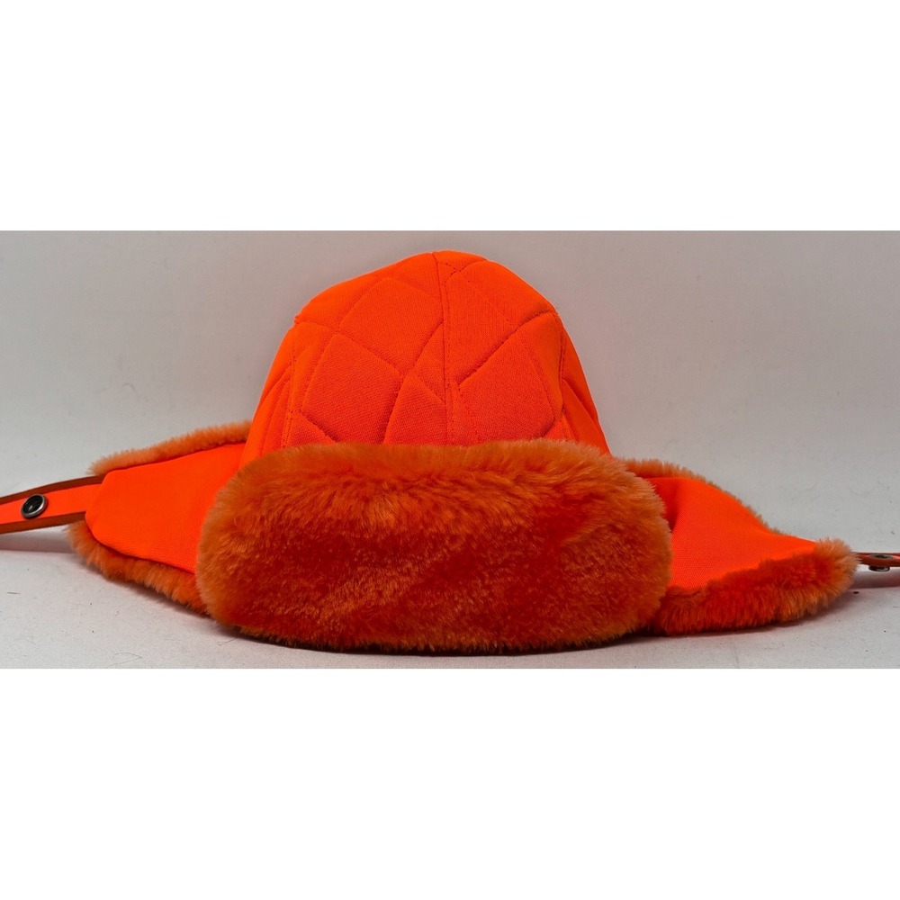 Blaze Orange Trapper Hat XL Faux Fur Lined Hunting Winter Ear Flap Cap